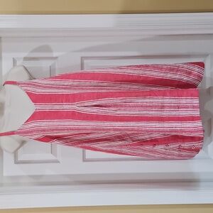 AYR Womens Red White Strip Spaghetti Strap V Neck Dress Size Small Coastal